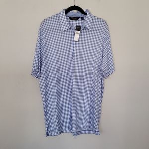 NWt Blue white plaid Golf Gingham Shirt rl polo